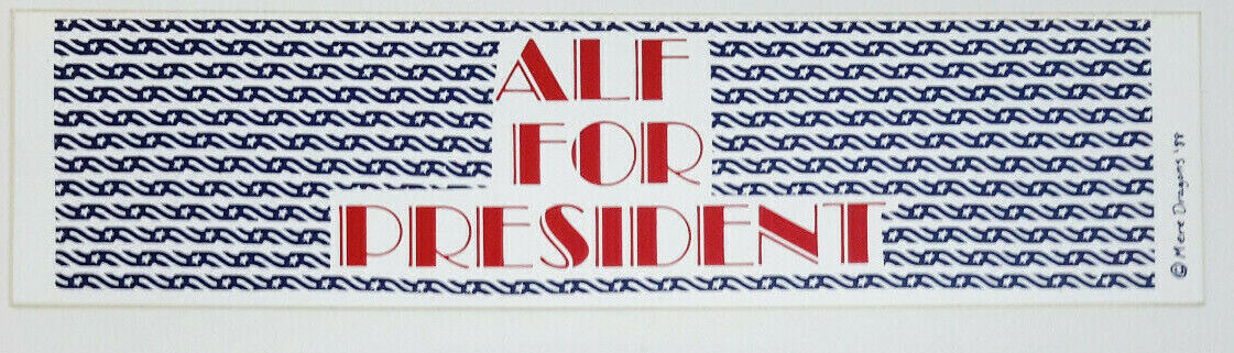 1980s Alf Tv Show "alf For President" Bumper Sticker — Warehouse Find!