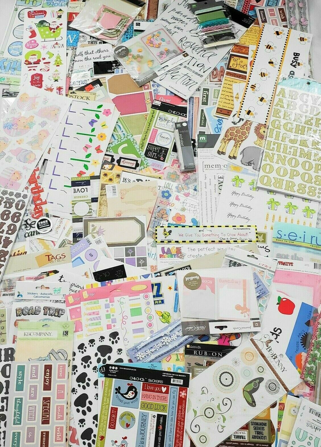 Lot Of 150+ Scrapbooking Sticker Sheets & Embellishments Some Vtg Mmi Bo Bunny