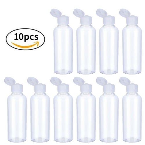 10x 100ml Clear Flip Empty Bottle Plastic Shampoo Makeup Lotion Container Travel