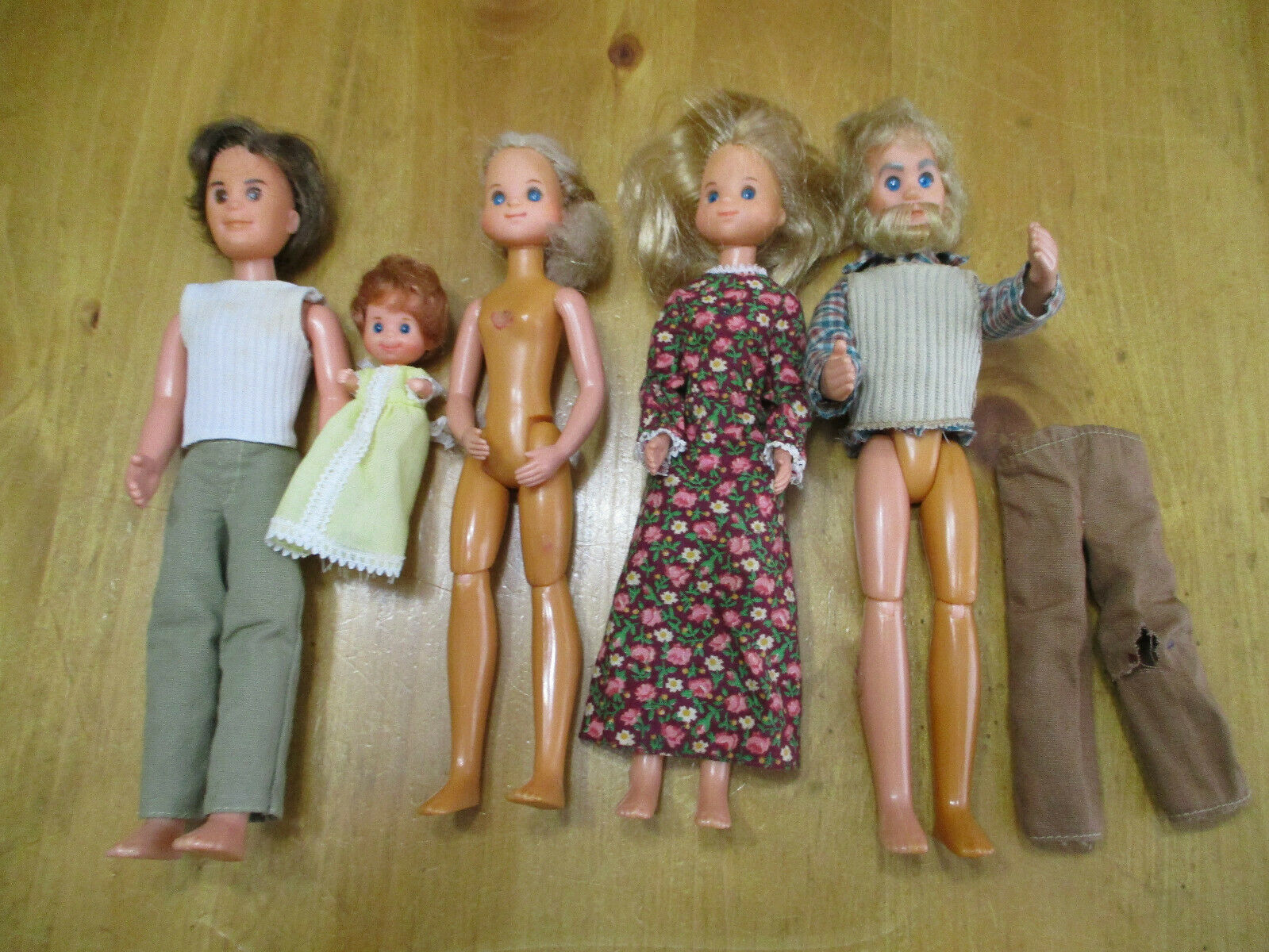 Vintage Lot 5-1973 Mattel Sunshine Family,mom,dad,grandpa,baby & Extra Mom