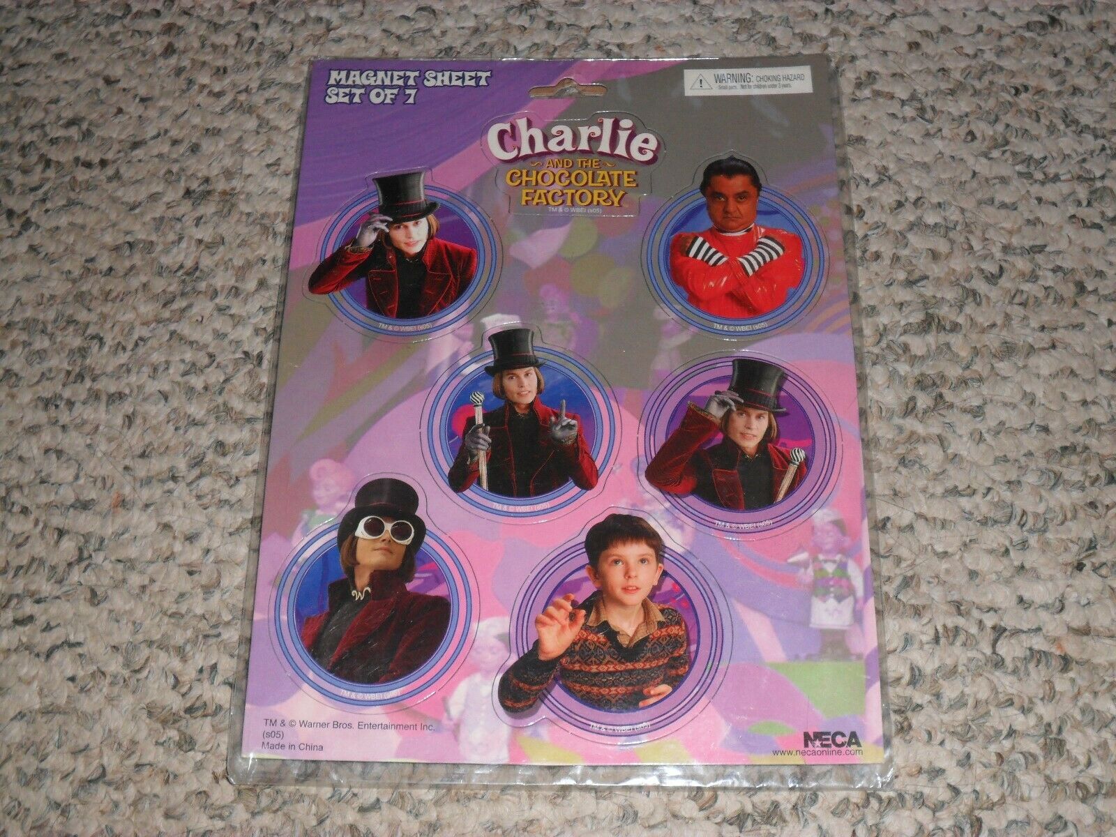 Charlie & The Chocolate Factory Magnet Set New Tim Burton Willy Wonka