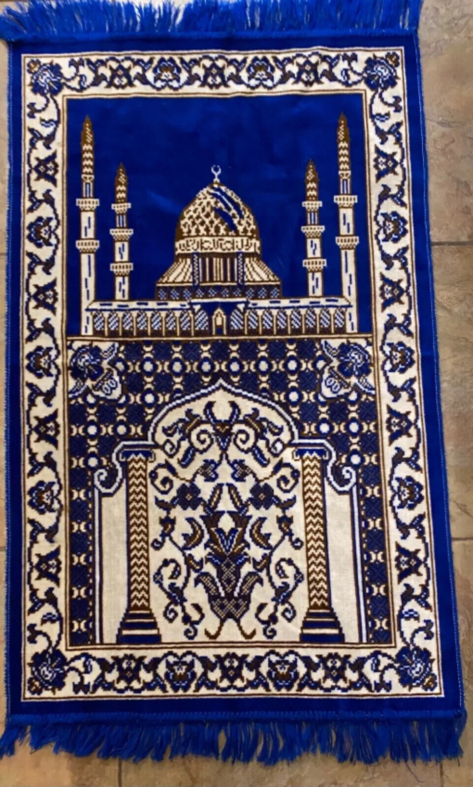Vintage Muqaddas Prayer Rug Made In Turkey Mat 42" X 26”