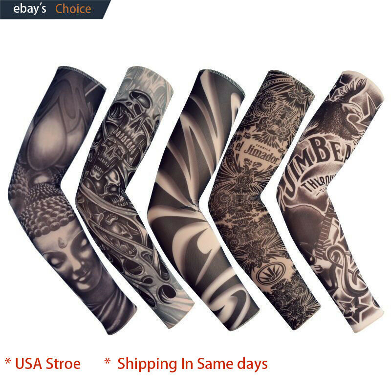 6 Pcs Tattoos Cooling Arm Sleeves Cover Uv Sun Protection Basketball Golf Sport