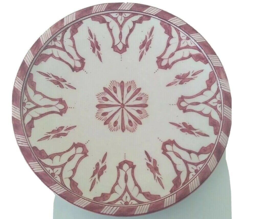 Fes Naji Plate Decorative Art Pottery Ceramic Moroccan Handmade Fez Morocco 9"