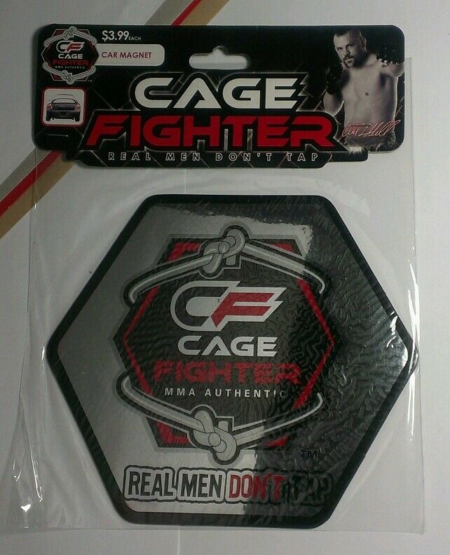 Mma Authentic Cage Fighter Real Men Don't Tap Chain Link Mirrored Car Magnet