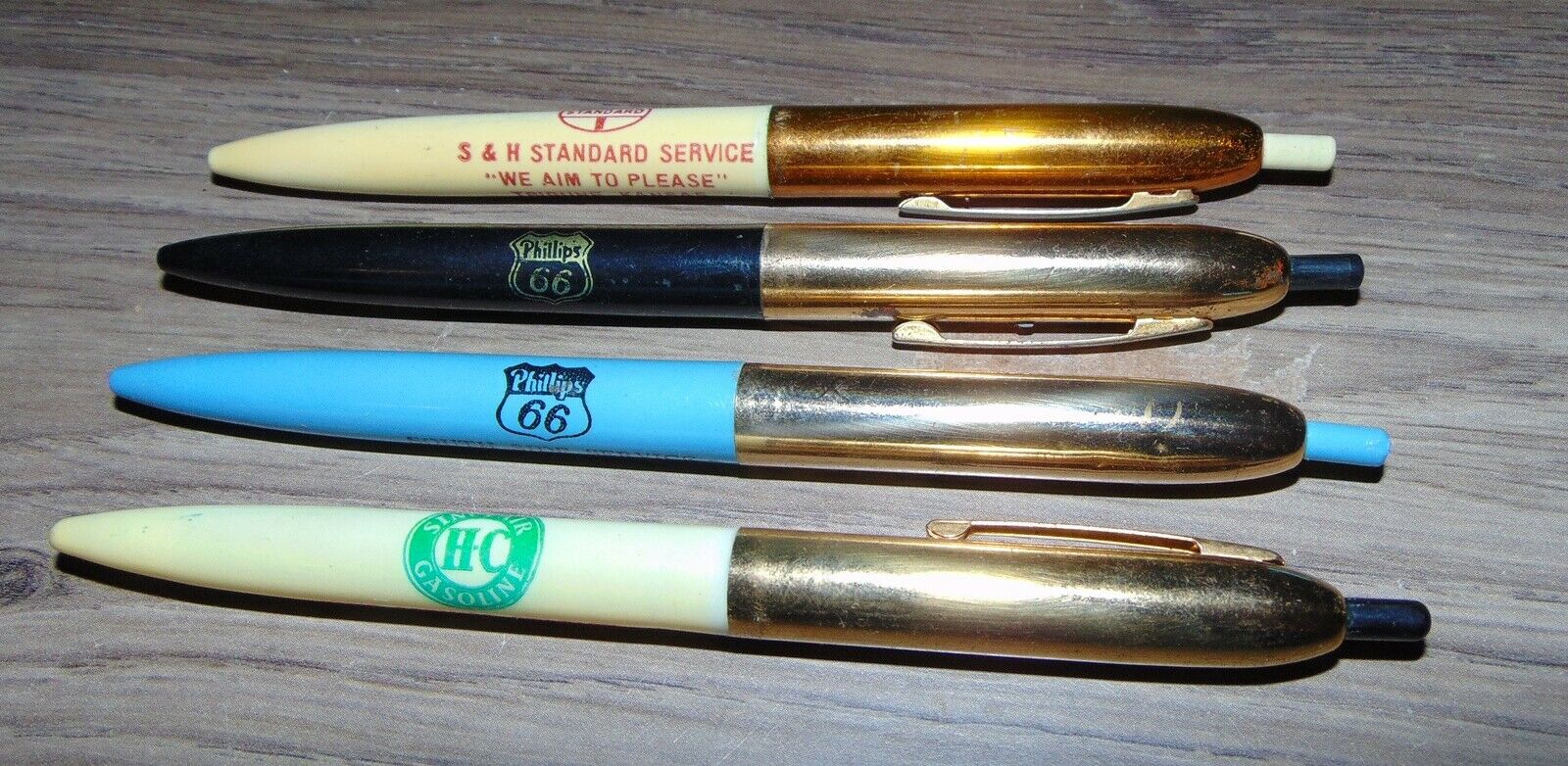 4 Vintage Oil Gas Company Ballpoint Pens Kansas Standard Phillips 66 Sinclair