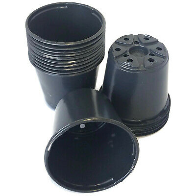Set Of 100 - 4 Inch Round Black Plastic Pots - (4" X 3.5")  Flower Pot Landmark