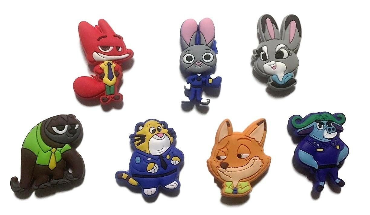 Zootopia Characters 1" Tall Set Of 7 Mini Pvc Magnets