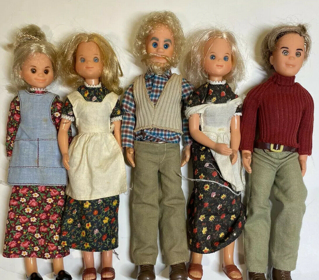 1973 Mattel Sunshine Family Lot Of 5 Dolls With Grandma Grandpa Stephie Steve