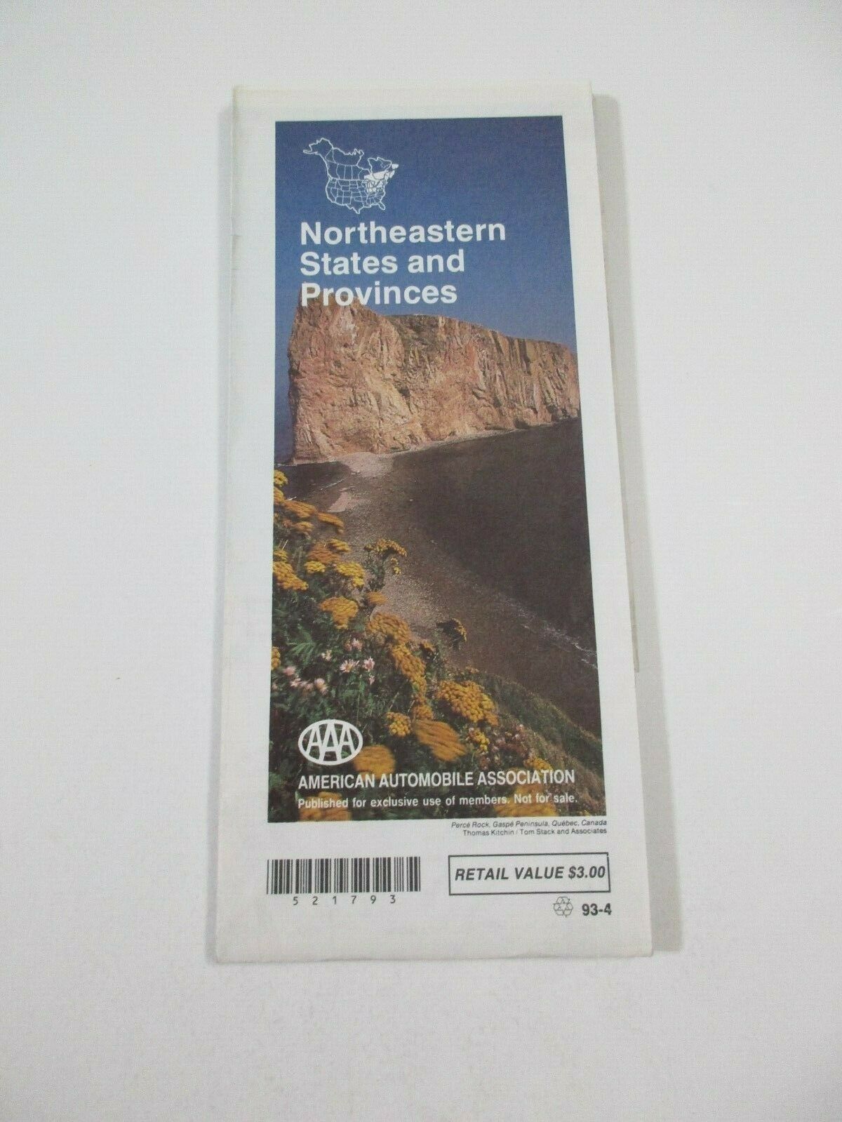 1993 Aaa Northeastern United States State Highway Travel Road Map~b40