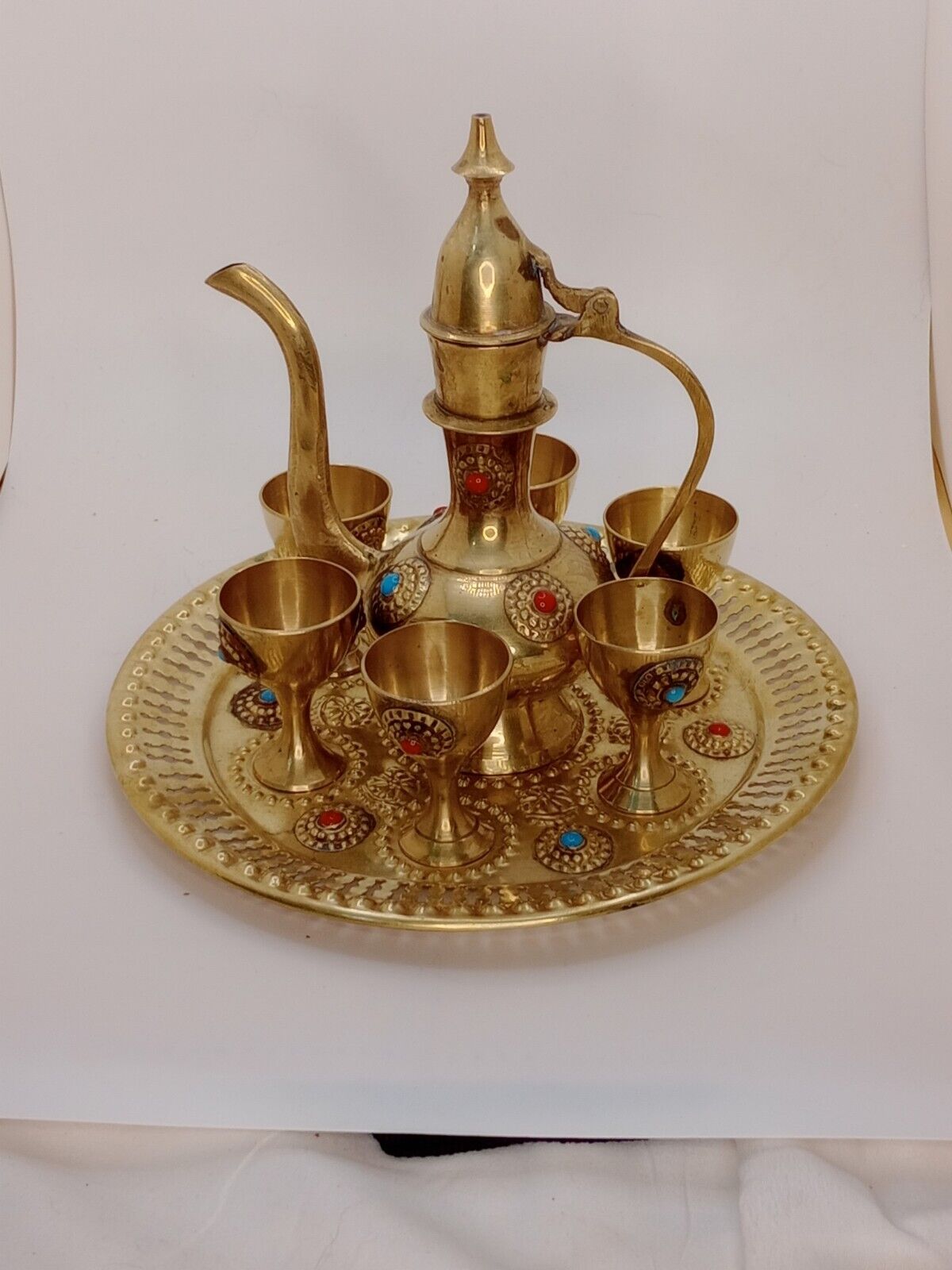 Vintage Persian Tea Set ,brass Aftaba Euer Cup Set ,turkish Dallah Coffee Set ,
