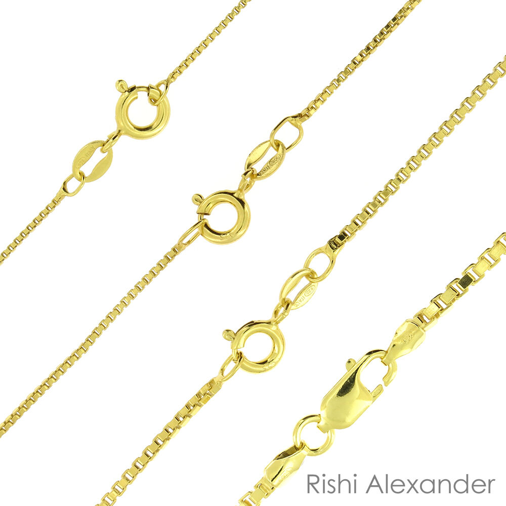 14k Gold Over 925 Sterling Silver Box Chain Necklace All Sizes