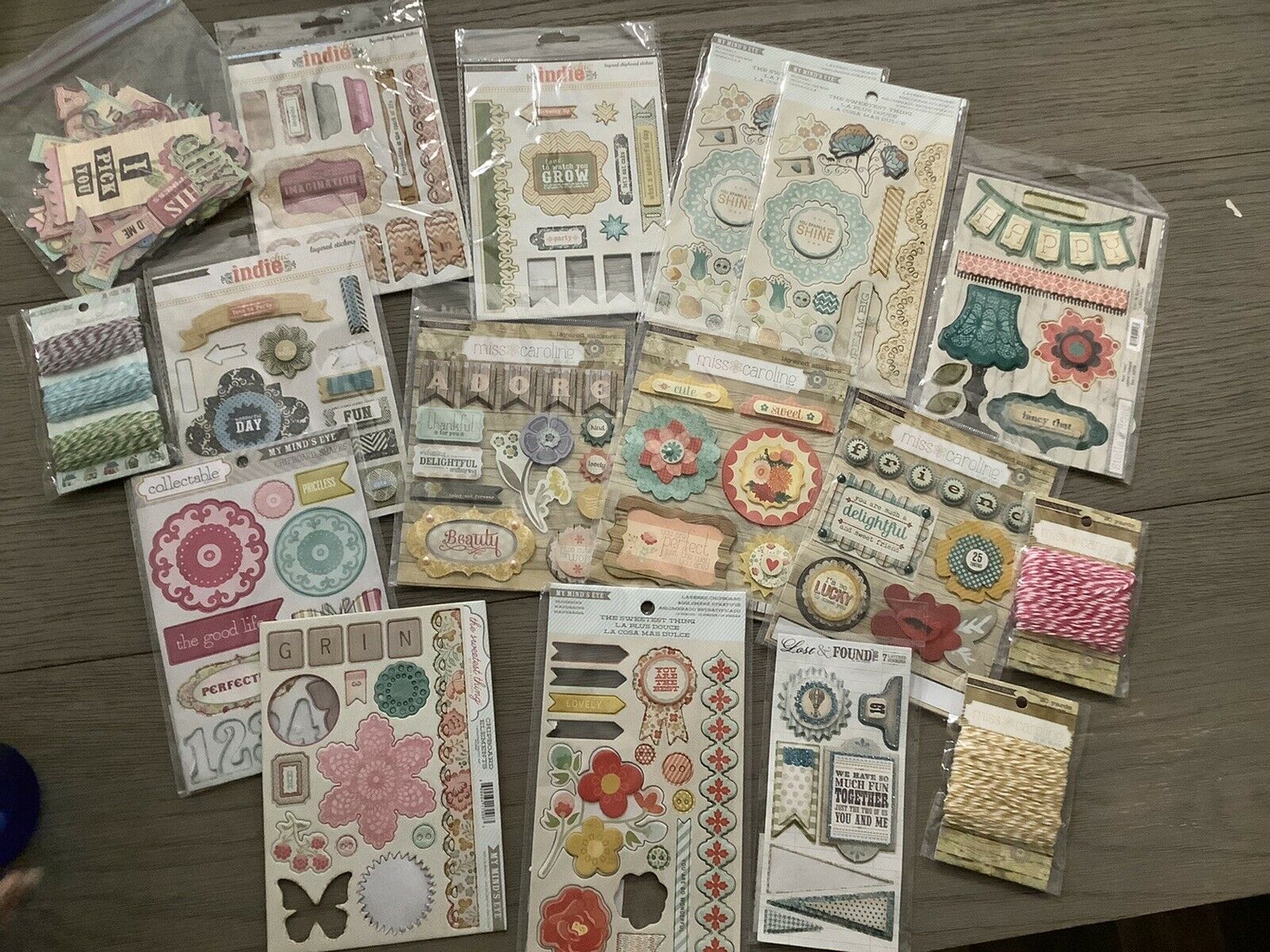 Huge Lot Scrapbooking Chipboard Layered Stickers Floss Miss Caroline Mme Indie
