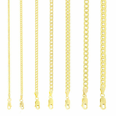 10k Yellow Gold 2mm-11mm Curb Cuban Chain Link Pendant Necklace Bracelet, 7"-30"