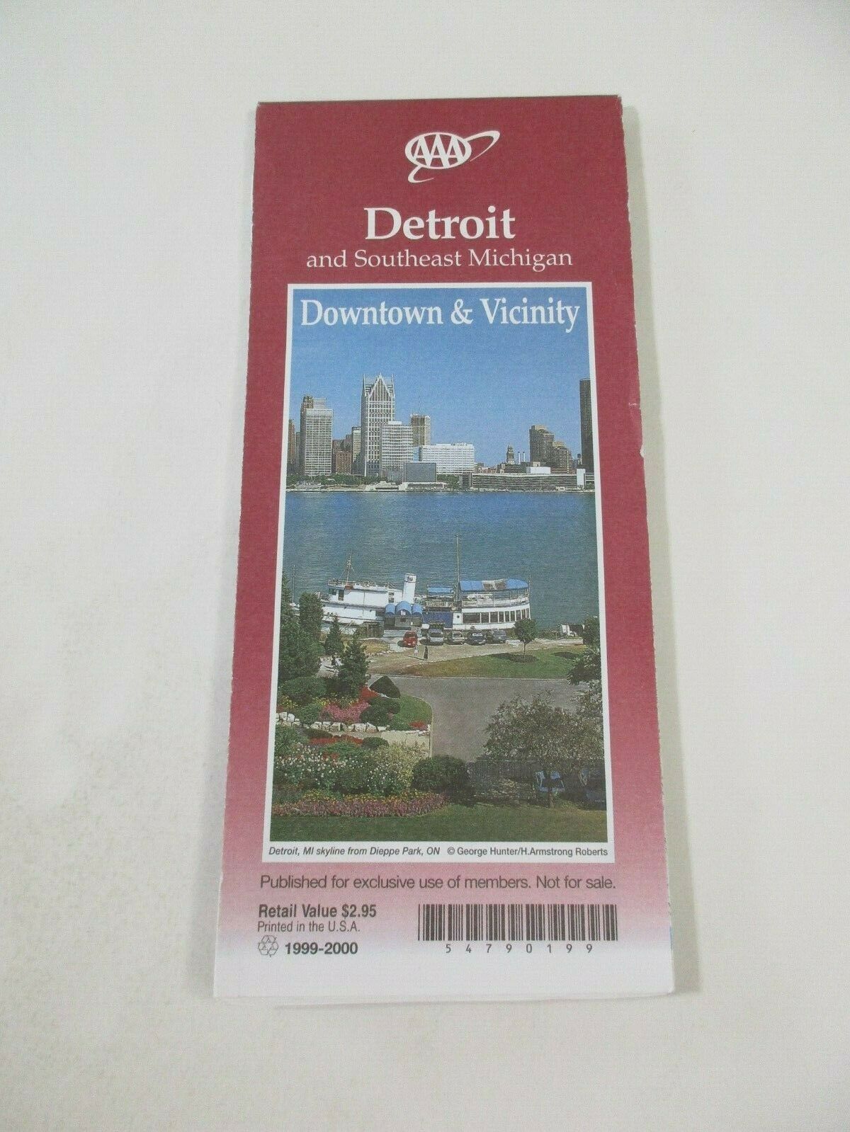 1999-2000 Aaa Detroit Michigan City Street Travel Road Map~box Aaa