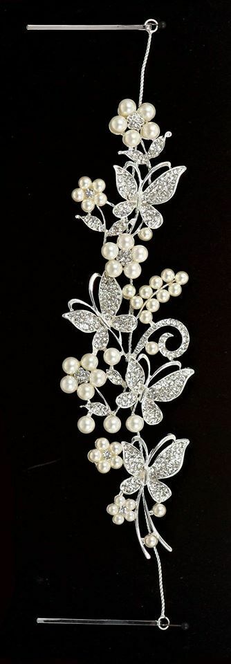 Faux Pearl Flowers Rhinestone Butterfly Floral Bridal Wedding Hair Comb Clip Pin