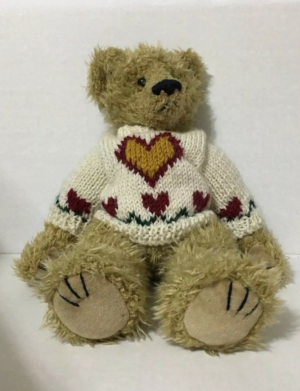 Ty Attic Treasure Bear Heartley 13” With Heart Sweater