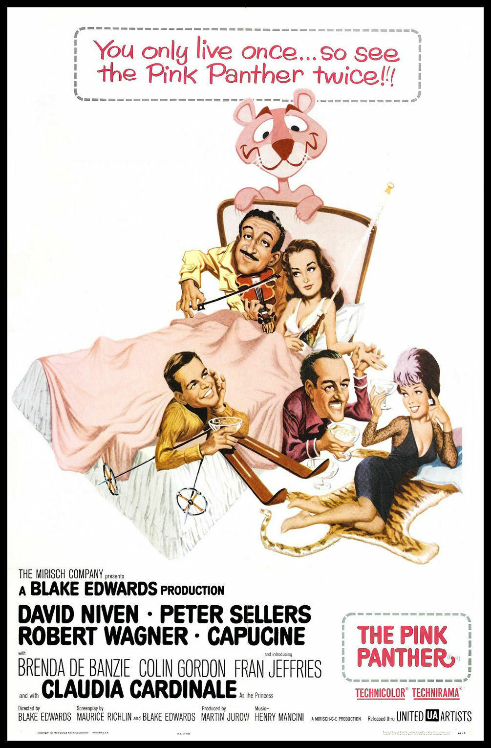The Pink Panther Peter Sellers Movie Poster Canvas Print Fridge Magnet 6x8 Large