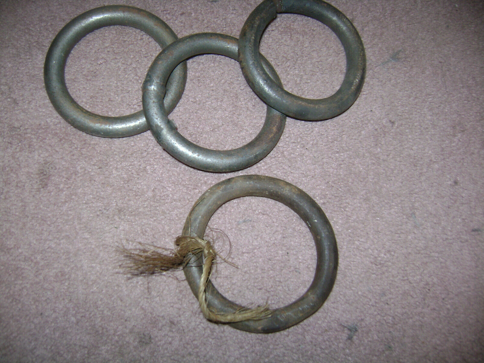 Used  Large Steel Rings And (1) Wrought Iron Hand Made Amish Barn Door Pull Ring