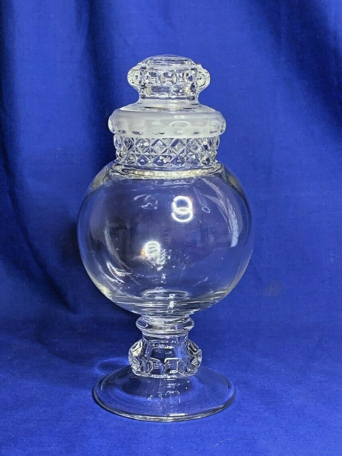 Tiffin Glass Dakota Pattern Small Globe Apothecary Jar With Lid