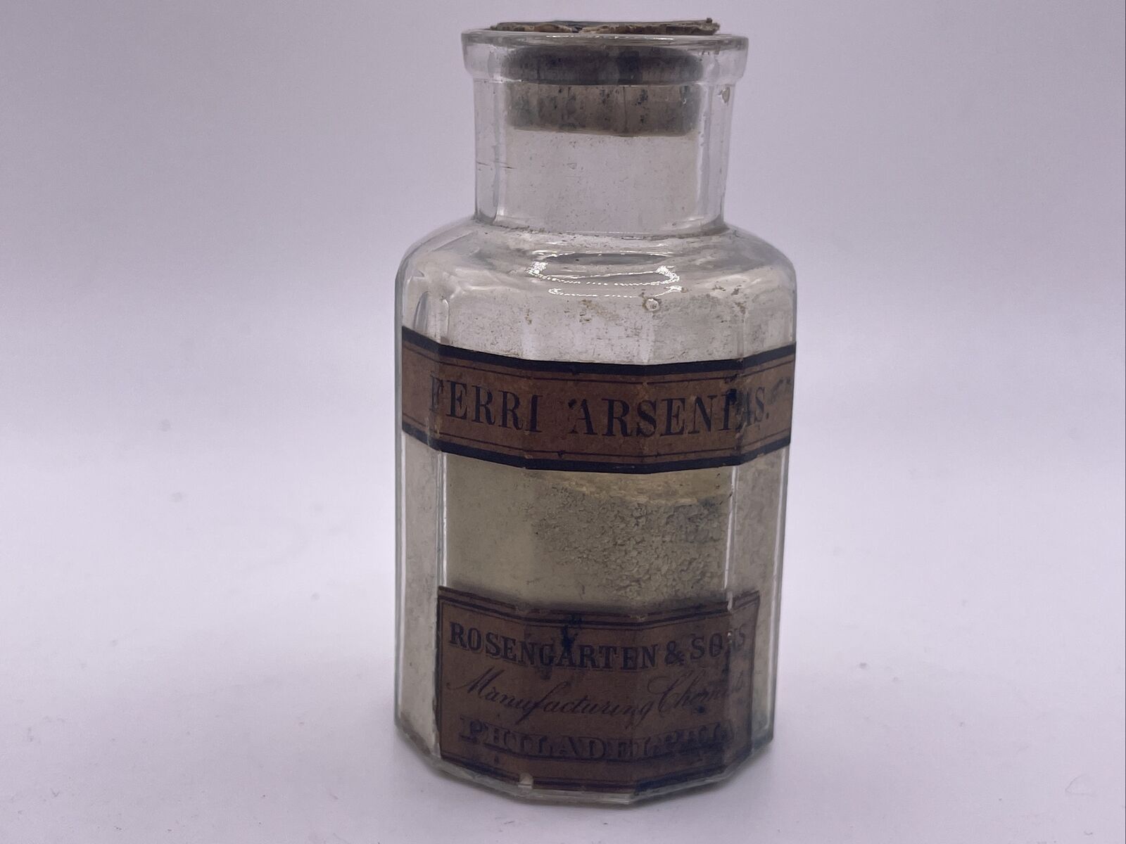 Antique Pharmacy Bottle Ferri Arsenis Rosengarten & Sons Philadelphia Sealed