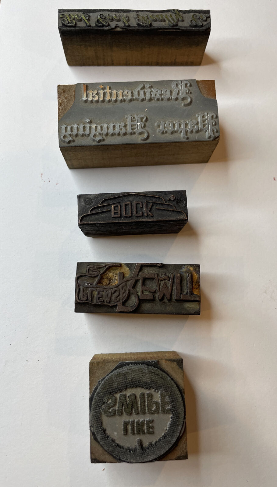 5 Advertising Printing Block Of Antique Reality Newspaer Ads Please Remit (ab)