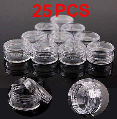 25 Pieces Clear Plastic Cosmetic Sample Container 5 Grams Jars Pot Small Empty