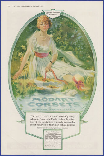 Vintage 1919 Modart Front Laced Corsets Fashion Henry E. Vallely Art Print Ad