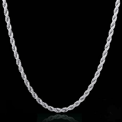Diamond Cut Rope Chain Necklace Sterling Silver Solid 925 Stamped 16-30 Real
