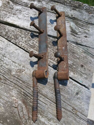 Cool Vintage 10" Barn Door/gate Strap Hinges 1 Pair w Nuts Bolts And Pintles