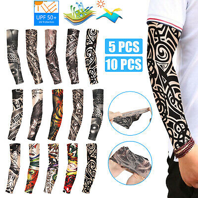 Tattoo Cooling Arm Sleeves Cover Basketball Golf Sport Uv Sun Protection 5/10pcs