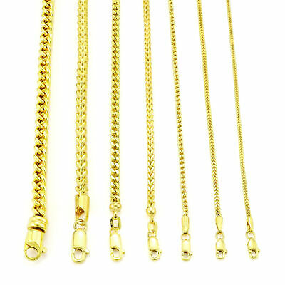 10k Yellow Gold 1.5mm-6mm Square Wheat Box Franco Chain Pendant Necklace 16"-40"