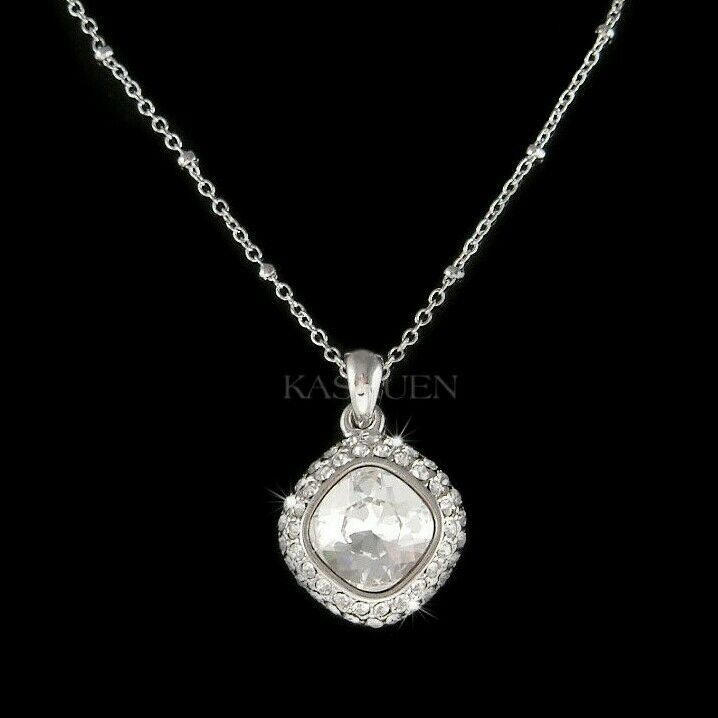 ~classy Bridal~ Made With Swarovski Crystal Wedding Necklace Minimalist Jewelry